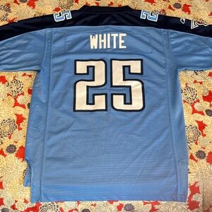 Tennessee Titans-LenDale White-Reebok Light Blue and Navy Jersey-XL (18-20)